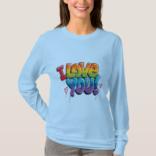 Camiseta Parede de Tijolo Preto com Grafite “Eu Te Amo!”