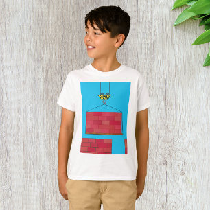 Camiseta Parede de tijolos de elevação da grua de construçã