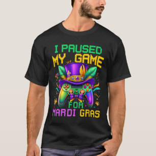 Camiseta Parei Meu Jogo Para Controle De Vídeo Do Mardi Gra