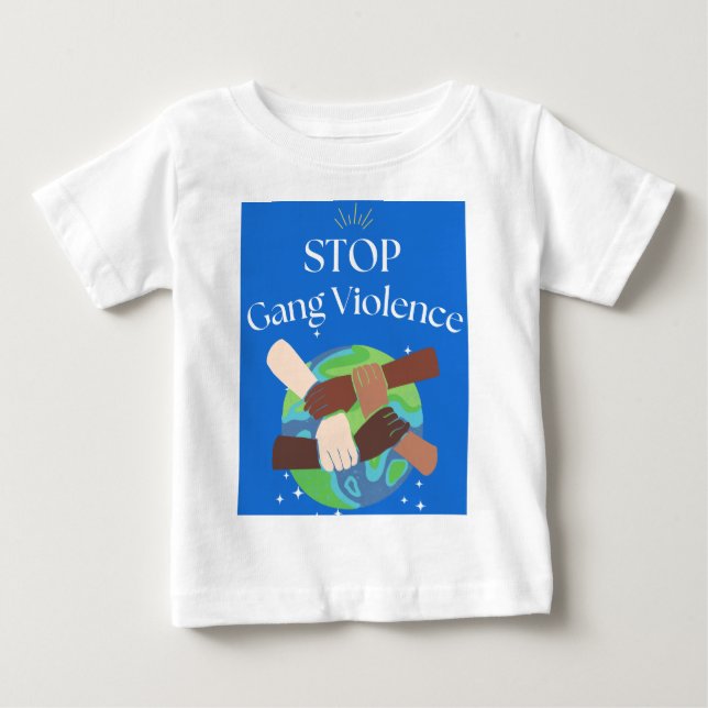 Camiseta Parem as Mãos de Violência de Gang entrelaçadas (Frente)