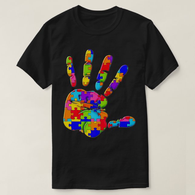 Camiseta Parem com a injustiça o racismo Jigsen Autism Queb (Frente do Design)