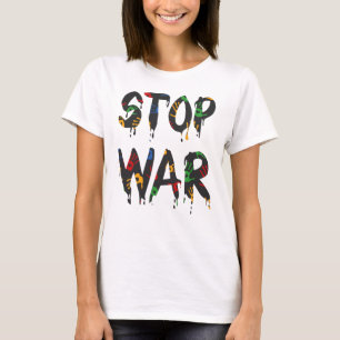 Camiseta Parem com a mão do coração de guerra, rezem pela U