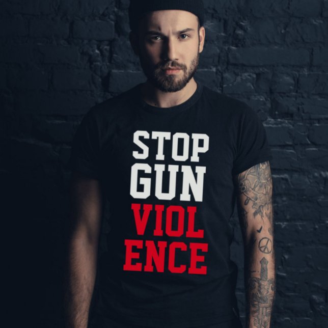 Camiseta Parem com a violência com armas no mundo (Criador carregado)