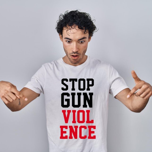 Camiseta Parem com a violência com armas no mundo (Criador carregado)