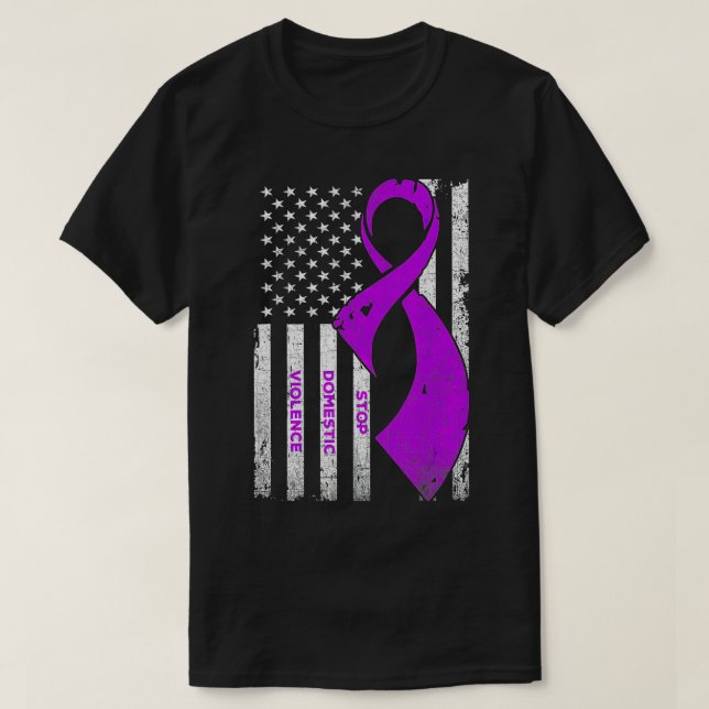 Camiseta Parem com a violência doméstica - Bandeira America (Frente do Design)