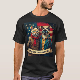 Camiseta Parem Com O fascismo Nos Gatos Americanos