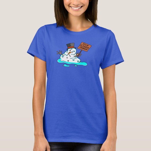 Camiseta Parem com o Snowman derretido pelas alterações cli (Frente)