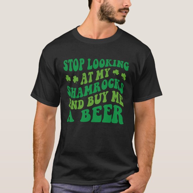 Camiseta Parem De Olhar Para As Minhas Camarões E Comprar-M (Frente)