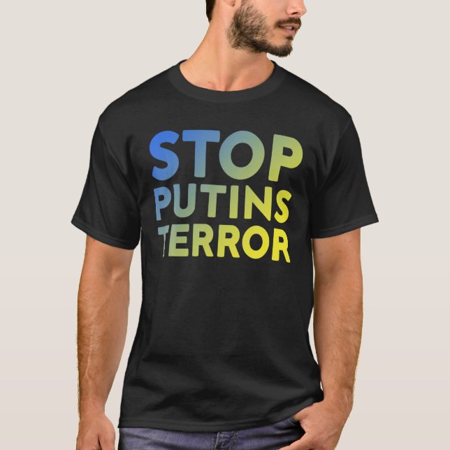 Camiseta Parem De Putinar O Terror, Eu Fico Com A Ucrânia,  (Frente)