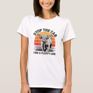 Camiseta Parem O Carro Que Vejo Vaca Fluffy Retro Highland