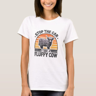 Camiseta Parem O Carro Que Vejo Vaca Fluffy Retro Highland
