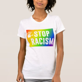 Camiseta Parem o racismo com as cores do arco-íris