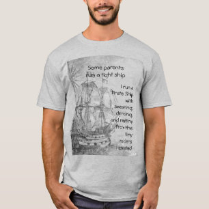 Camiseta Parentalidade Diversão Pirata Cotação Pirata Navio