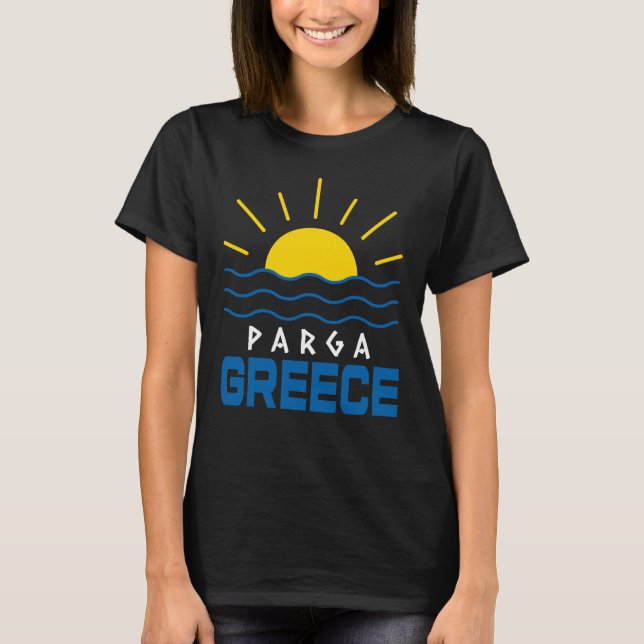Camiseta Parga Grécia Sol e Ondas Marítimas Mulheres (Frente)