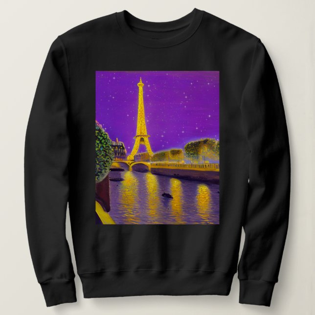 Camiseta Paris ao longo do Sena sob as Estrelas (Frente do Design)