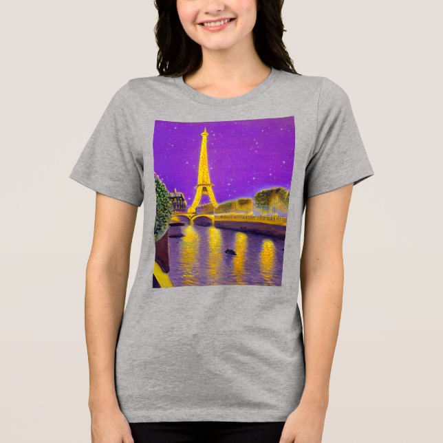 Camiseta Paris ao longo do Sena sob as Estrelas (Frente)