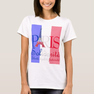 Camiseta Paris Bandeira francesa Eiffel Tower Solidarité Li