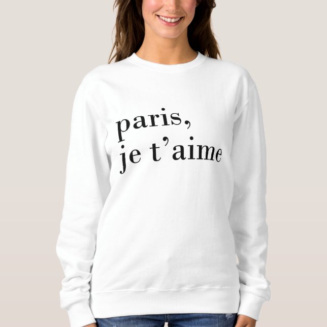 Camiseta "Paris, camisola preto e branco do t'aime do je" (Frente)