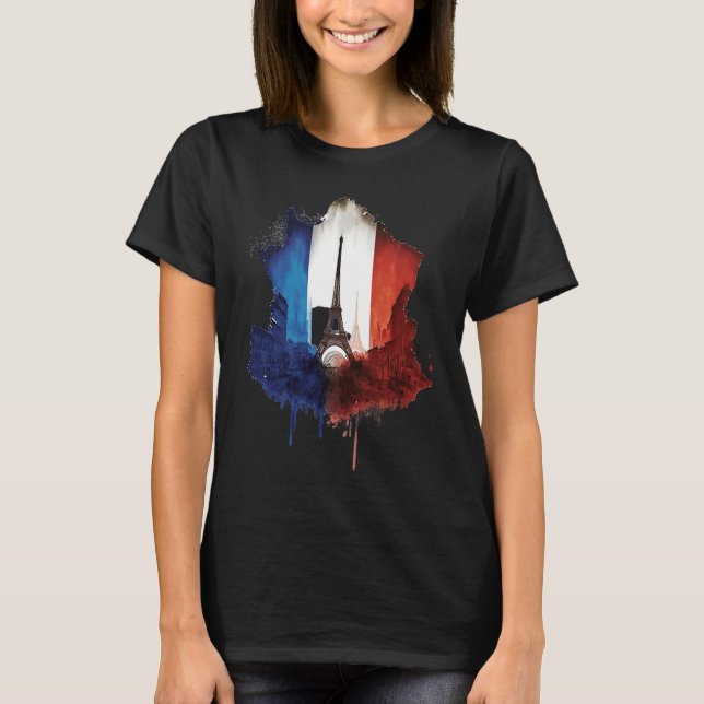 Camiseta Paris City Illustration With Eiffel Tower French F (Frente)