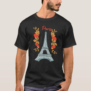 Camiseta Paris com o outono deixa Torre Eiffel em outono em