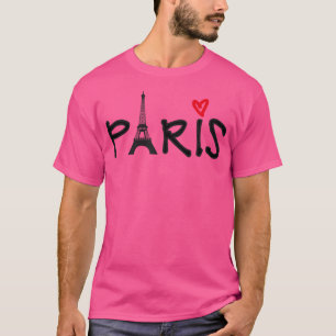 Camiseta Paris Com Torre Eiffel E Coração Vermelho