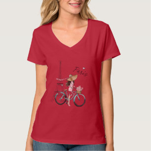 Camiseta Paris em Flor Passeando de Bicicleta pelo Charme d