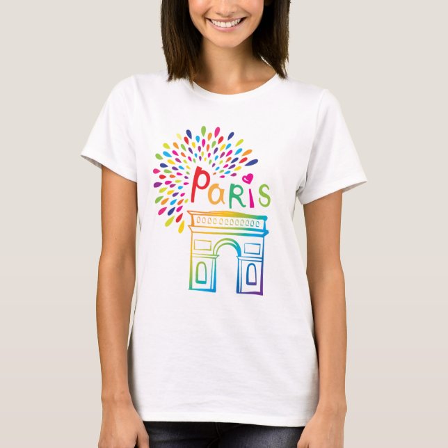 Camiseta Paris França | Arc de Triomphe | Neon Design (Frente)