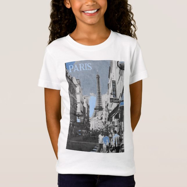 Camiseta Paris, França, com uma dica de Blue (Frente)