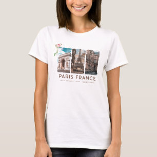 Camiseta PARIS, França. Eiffel, Louvre, Arco de Triomphe