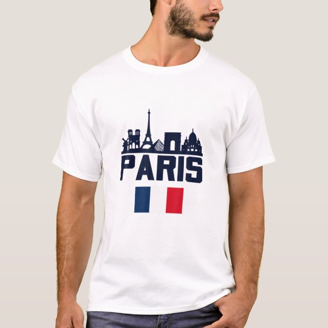 Camiseta Paris França Eiffel Tower Skyline Graphic Tee S, P (Frente)