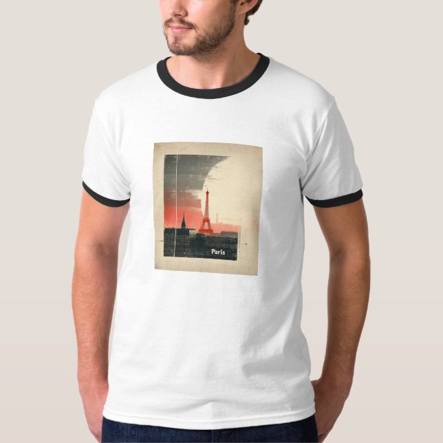 Camiseta Paris, França - Gráfico inspirado nos anos 60 (Frente)