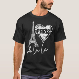 Camiseta Paris França Oh La Eiffel Tower Heart Bonito 1