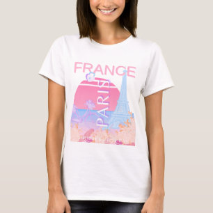 Camiseta Paris, França, Viagem Art, Preppy, Pastel