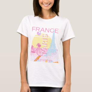Camiseta Paris, França, Viagem, Arte, Pré-Disquete, Pastel,