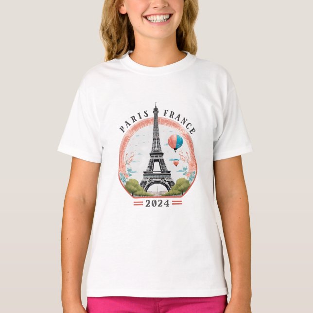 Camiseta Paris France 2024 Girls T-Shirt, Paris França 2024 (Frente)