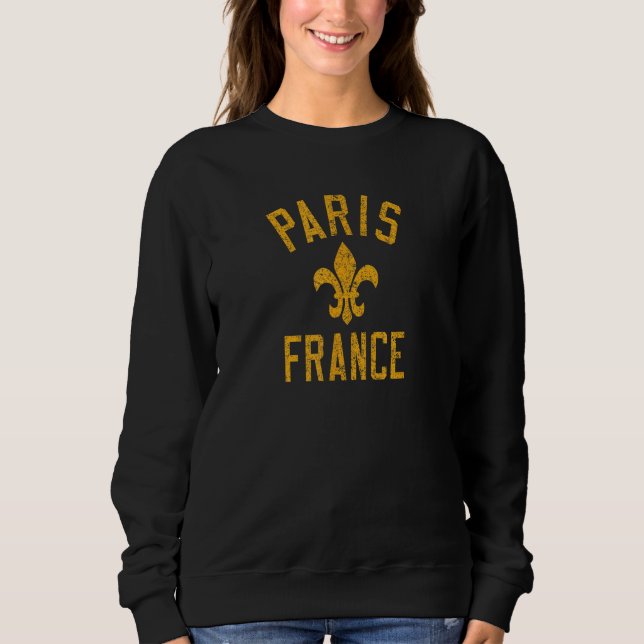 Camiseta Paris France Text Fleur de Lis Distressed Amber Pr (Frente)