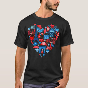 Camiseta Paris Love Heart Eiffel Tower Artie Café França