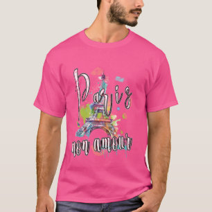 Camiseta Paris Mon Amour Eiffel Tower Splash Art Grafite W
