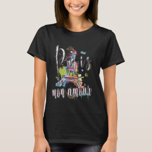 Camiseta Paris Mon Amour Eiffel Tower Splash Art Grafite W