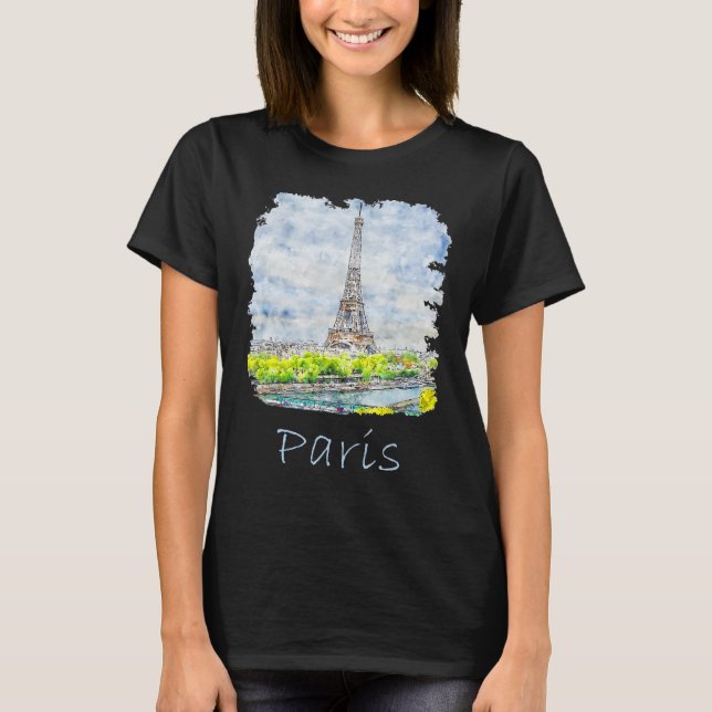 Camiseta Paris Mulheres Torre Eiffel França (Frente)