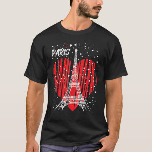 Camiseta Paris Neve na Torre Eiffel com Souve Heart France