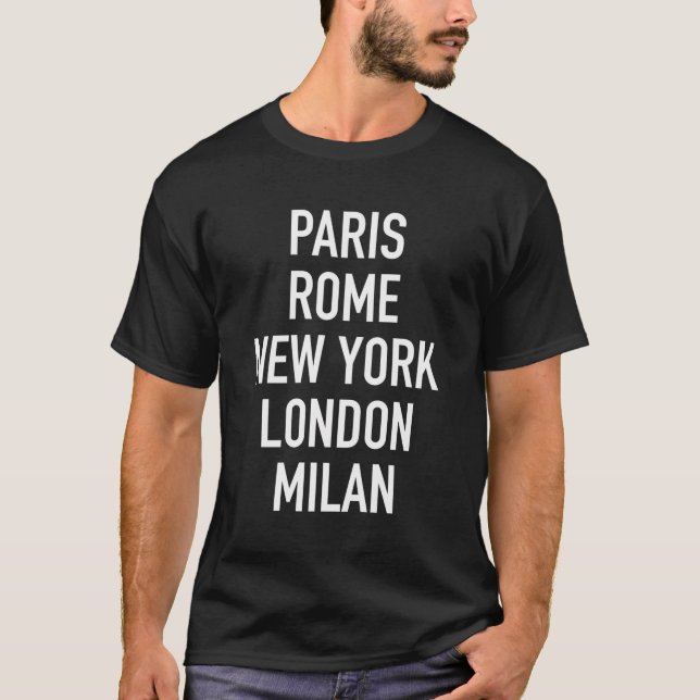 Camiseta Paris Roma Nova York Londres Milão (Frente)