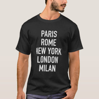 Camiseta Paris Roma Nova York Londres Milão