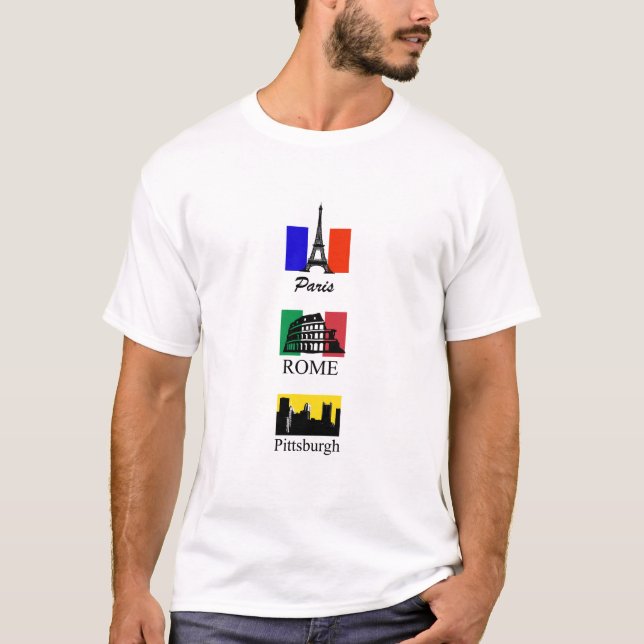 Camiseta Paris, Roma, Pittsburgh (Frente)