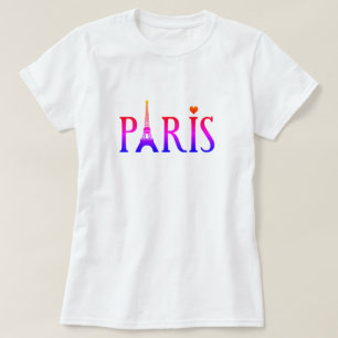 Camiseta Paris rosa e roxa