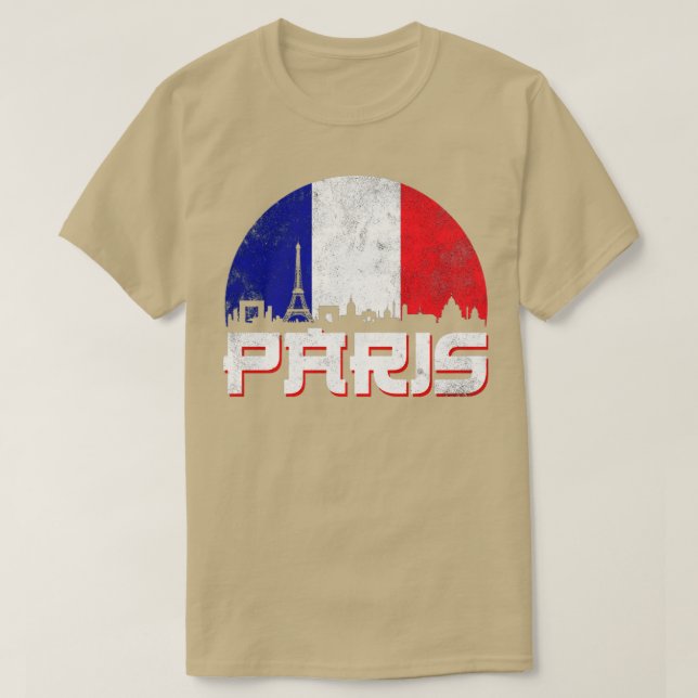 Camiseta Paris Skyline France Flag (Frente do Design)