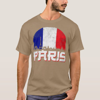 Camiseta Paris Skyline France Flag