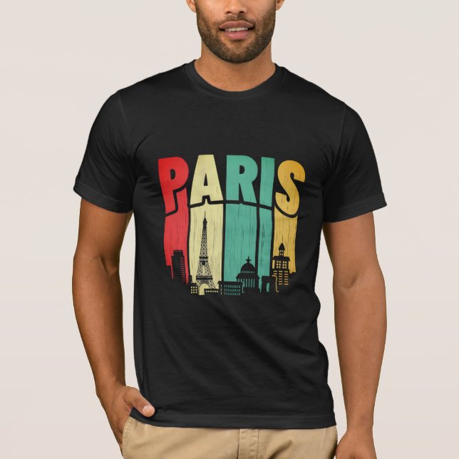 Camiseta Paris Skyline Retro Vibes (Frente)