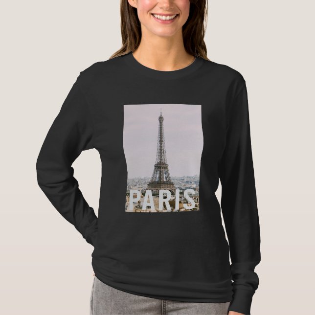 Camiseta Paris  Torre Eiffel  Design Estético  Clássico (Frente)