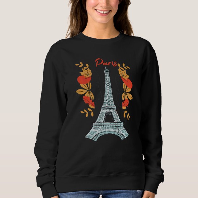 Camiseta Paris With Autumn Leaves Eiffel Tower in Fall Fren (Frente)